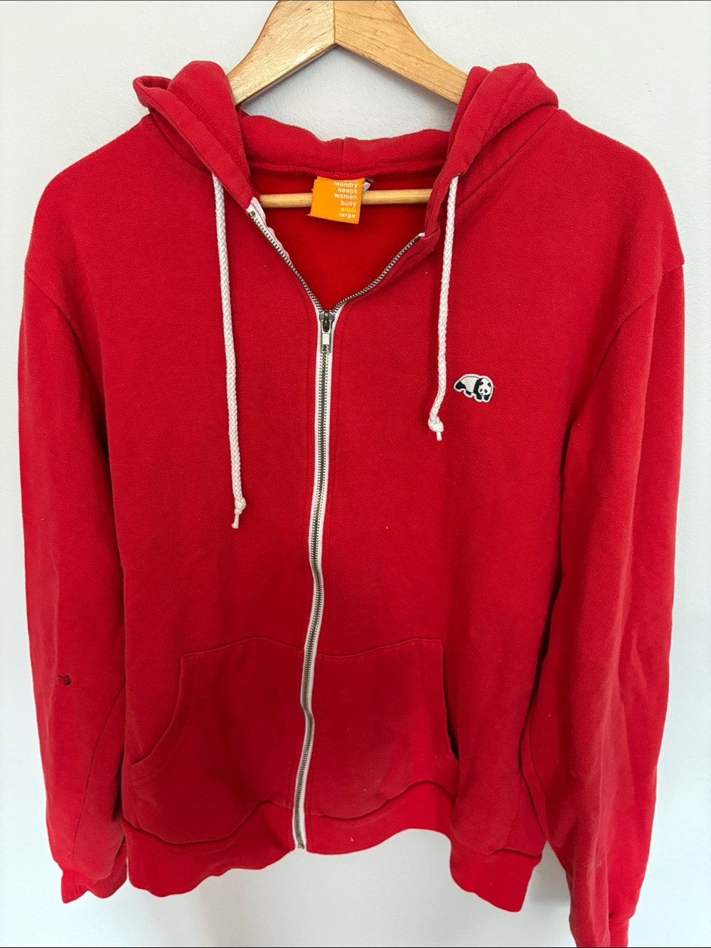 Dirty Laundry Red Full-Zip Hoodie with Panda Patch